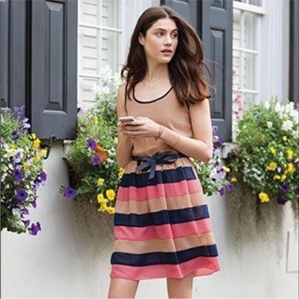 Maison Jules Pink Blue Striped Dress